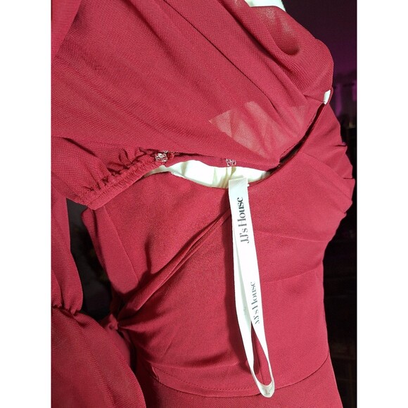 JJ's HOUSE Burgundy Chiffon Bridesmaid Dress Sz M Converitble Formal Wedding - Picture 14 of 15